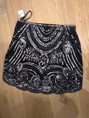 Simons Black Sequin Party Top